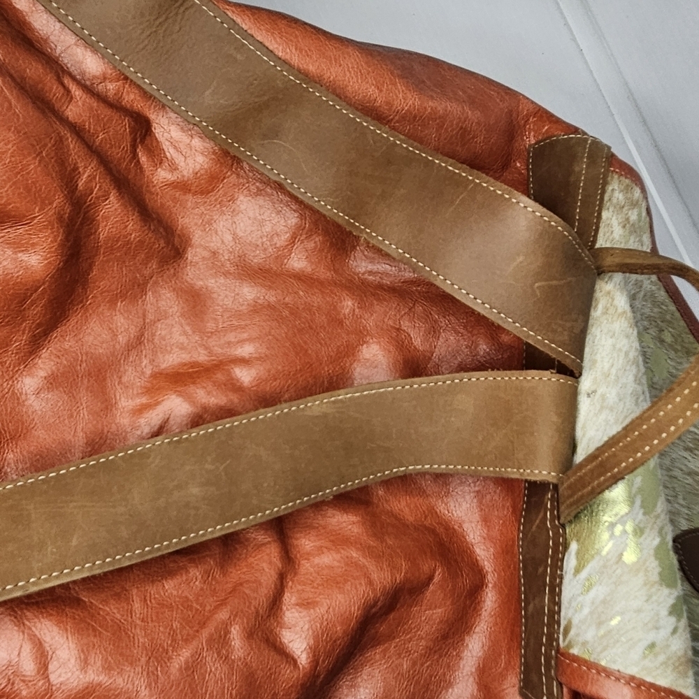 Authentic Hair-On Cowhide Leather Backpack Rustic Western Travel Bag Made in USA - Picture 12 of 13